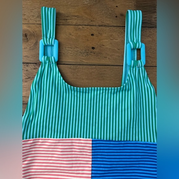 AERIE Crinkle Birthday scoop cheekiest Colorful One Piece Swimsuit - Picture 5 of 10